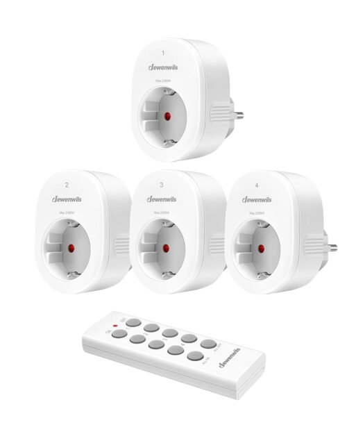 Dewenwils Funksteckdosen MIT Fernbedienung, 2300w Steckdose mit 1er Fernbedienung, 30m Reichs