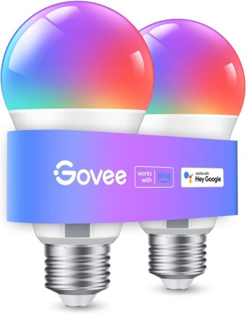Govee Smart Glühbirne E27, Wlan LED Lampe Rgbww Dimmbare MIT 16 MILEN DIY-FARBEN, 800LM, 54 Szenen, Smart Home Alexa Zubehör, SprachSteuerung mit Alexa, Google-Assistent, 2 Stückkk