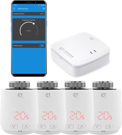 Eurotronischer Komet ZZ Eco: 4-Mal-Smartes Zigbee Heizkörperthermostat. Zigbee Funk Heizungssteuerung Set inkl. gratis App und Gateway.