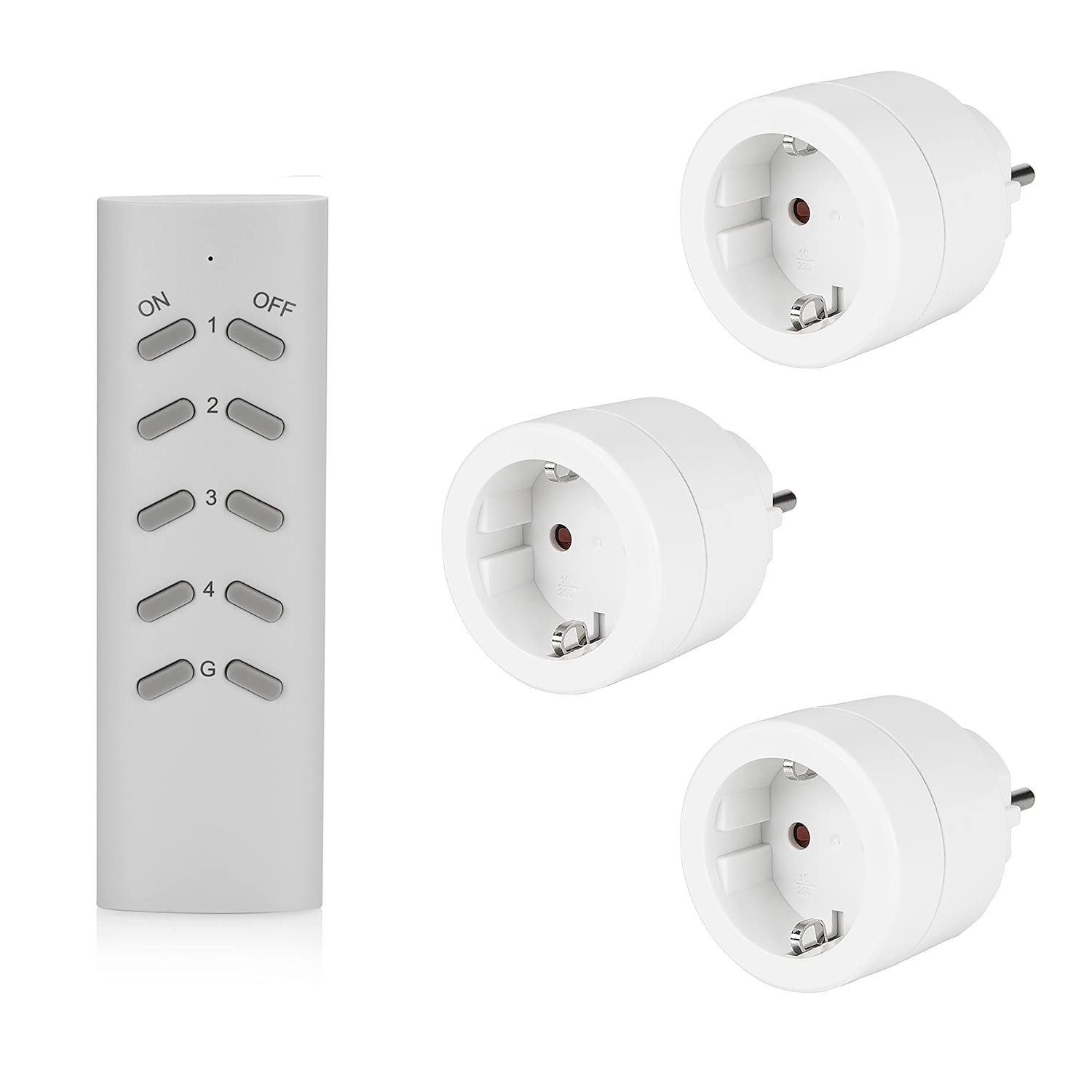 SEC 24 Funksteckdosen mit Fernbedienung, 3680 Watt Funksteckdose, Programmierbar Schaltbar Steckdose, 3 Steckdosen MIT 1 Fernbedienung, für Innen Weihnachtsschmuck und Houshaltsgeräte, Weiß