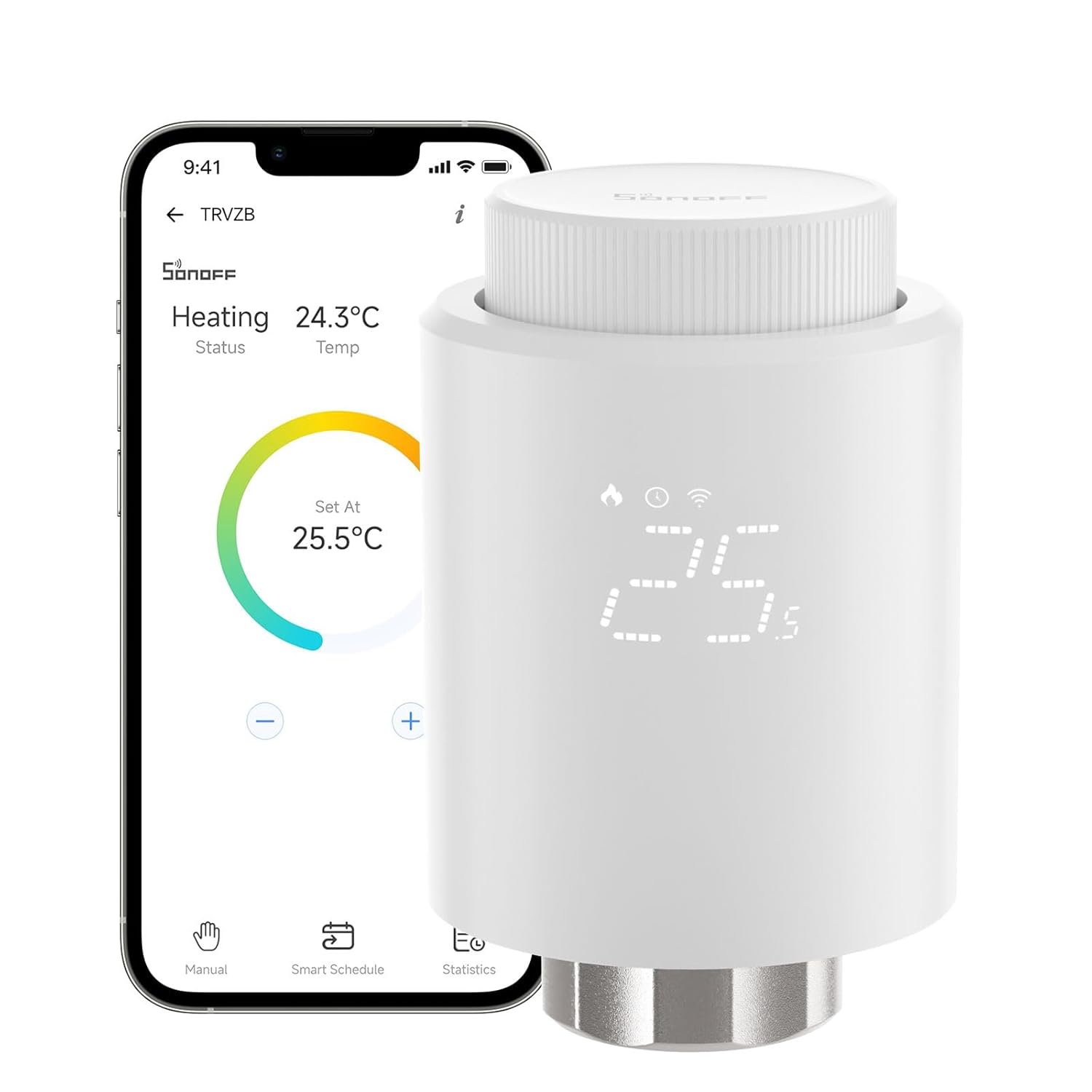 Sonoff Smart Heizkörperthermostat TRVZB, Smart HeizungSthermostat MIT App-Funktion, Zigbee Thermostat Benösigt Zigbee 3.0 Hub, Kompatibel Mit Amazon Alexa/Home Assistent