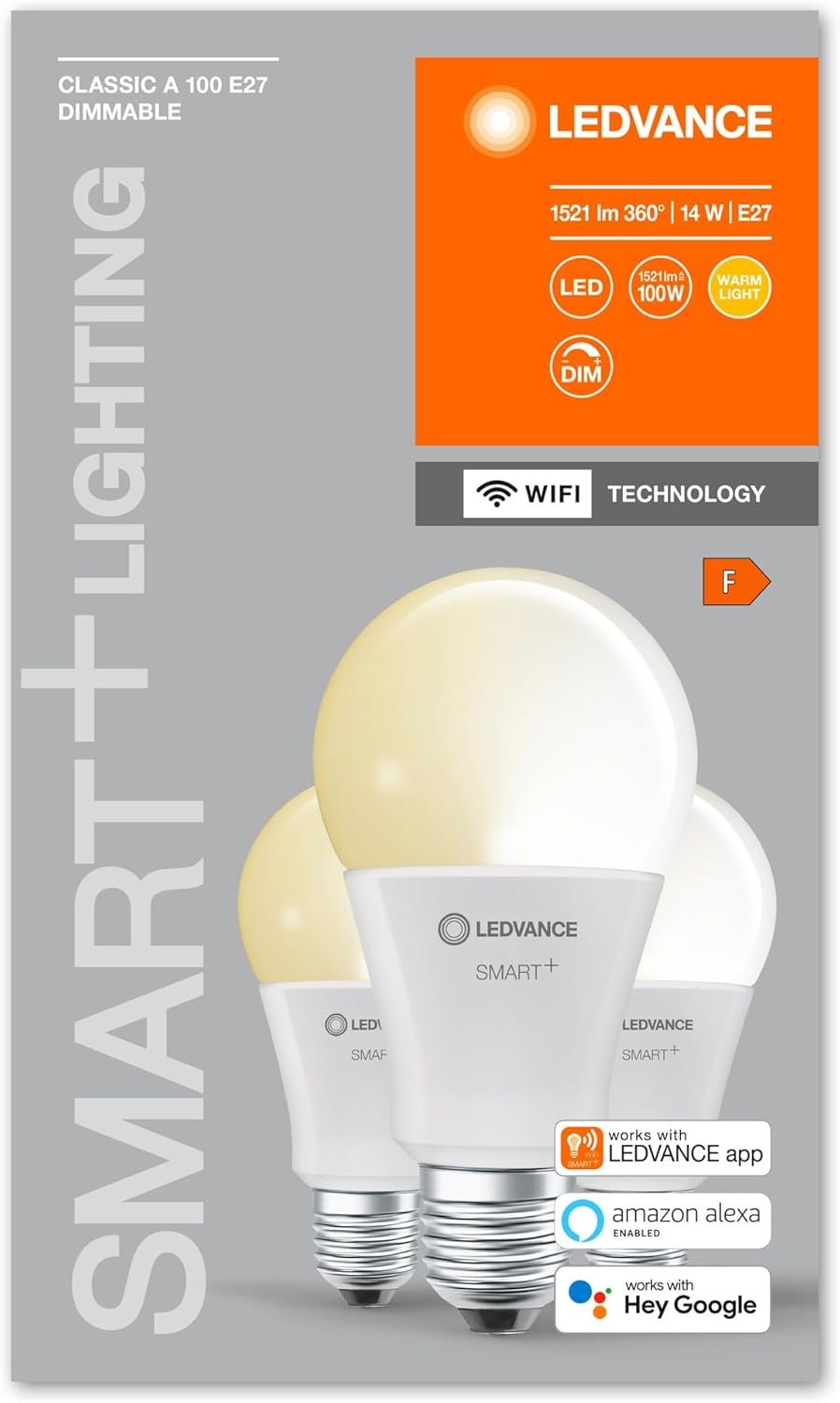 Ledvance Smarte LED-Lampe MIT WiFi Technologie, Sockel E27, Dimmbar, Warmweiß (2700 K), Ersetzt Güchlampen MIT 100 W, Smart+ WiFi Classic Dimmable, 3er-Pack, 100W-Aneratz – Bild 4