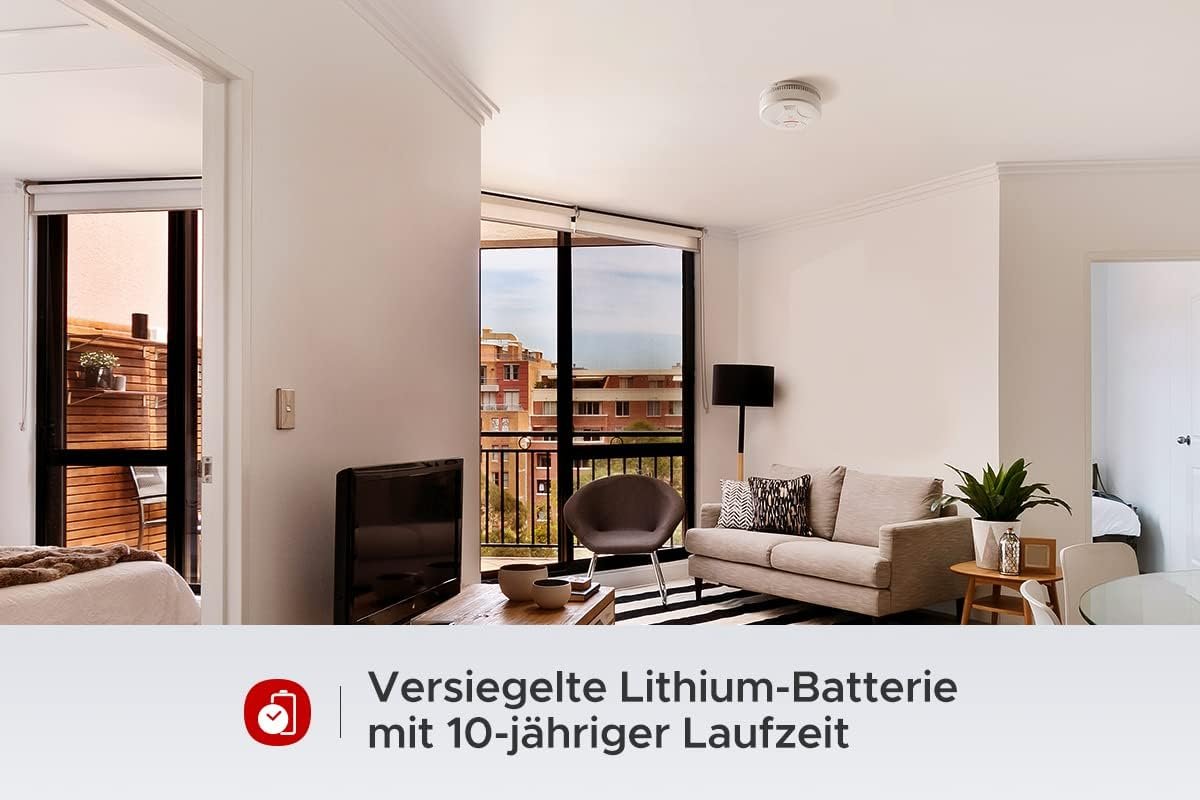 X-Sens Rauchmelder 10 Jahre Batterie, Feuerder Tüv Rheinland Zertifiziert, Rauchwarnmelder MIT Stummschaltung und Selbstest Funktion, SD11, 1er Set – Bild 3
