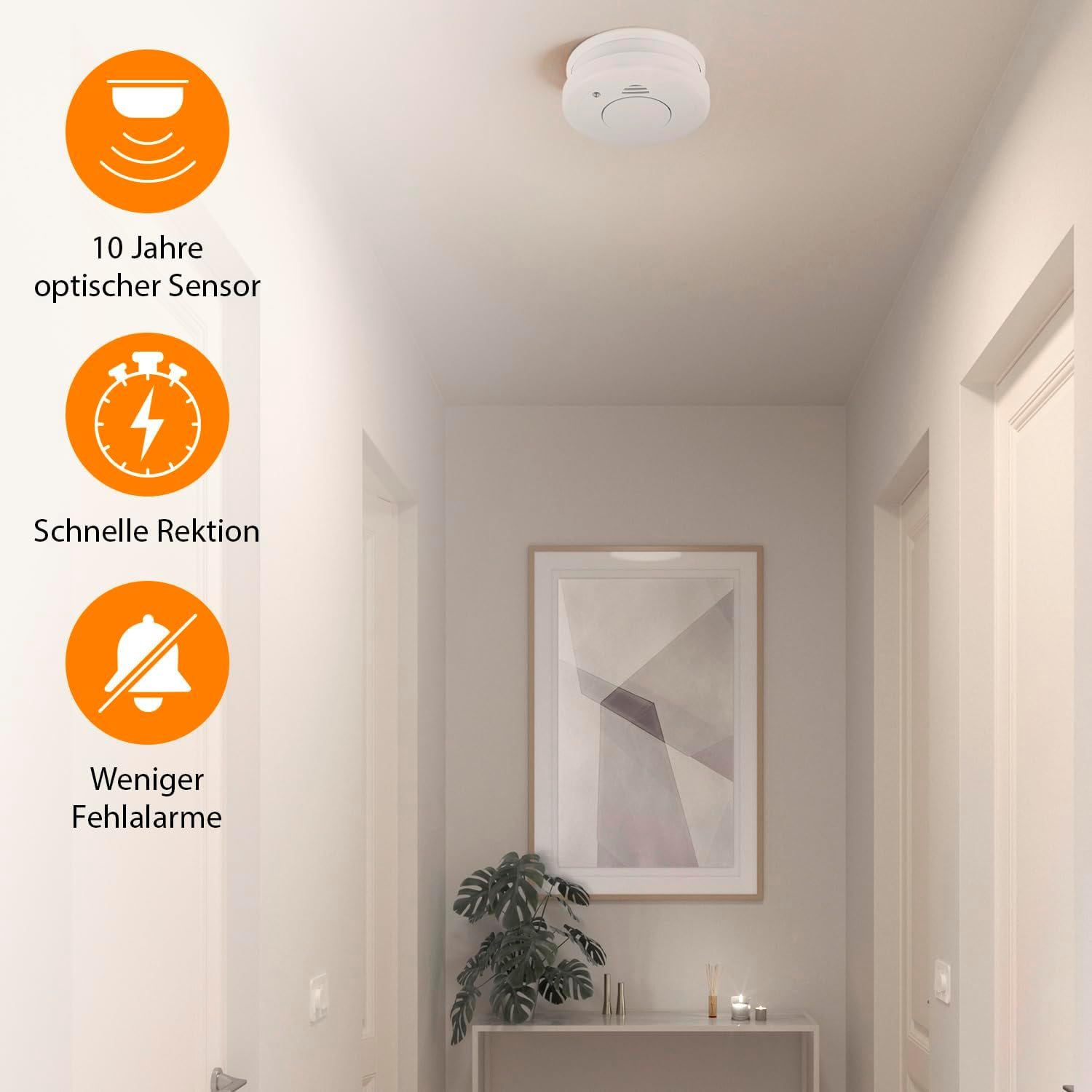 SmartWares Rauchmelder - Tüv Geprüft - Din En 14604 Zertifiziert - Optischer -Sensor - Testknopf - 85 dB – Bild 6