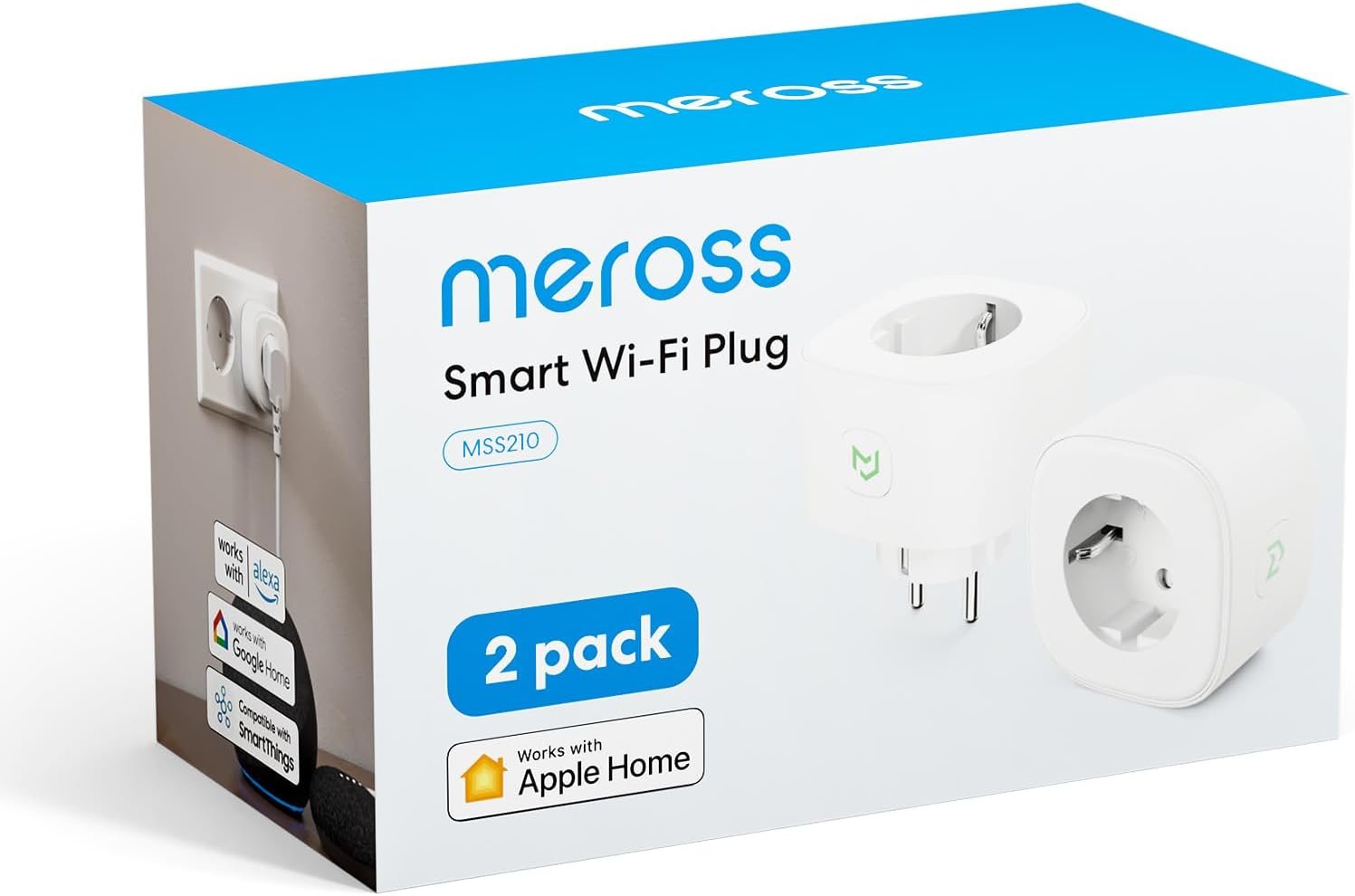 Smart Steckdose FunktionIert MIT Apple Homekit, Meross Wlan Steckdose, Intelligenter Stecker, Kompatibel Mit Siri, Alexa, Google Assistant und SmartThings, Kein Hub Erforderlich, 16 a, 2,4 GHz, 2PCS