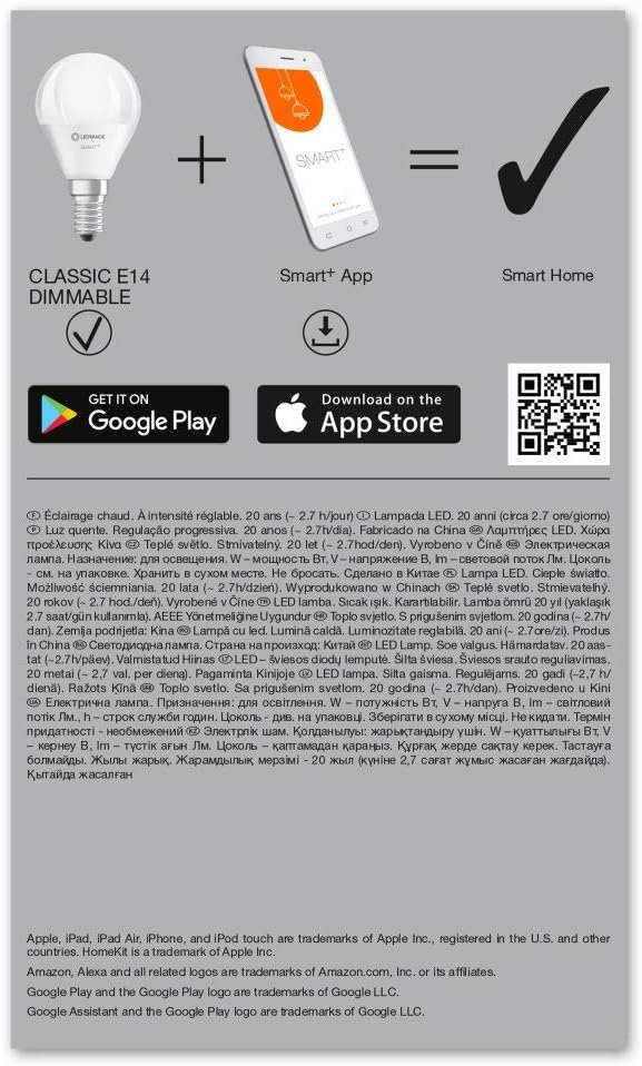 Ledvance Smarte LED-Lampe MIT WiFi Technologie, Sockel E14, Dimmbar, Warmweiß (2700 K), Ersetzt Glühlampen MIT 40 W, Smart+ WiFi Mini-Brampe dimmbar, 3er-Pack – Bild 4