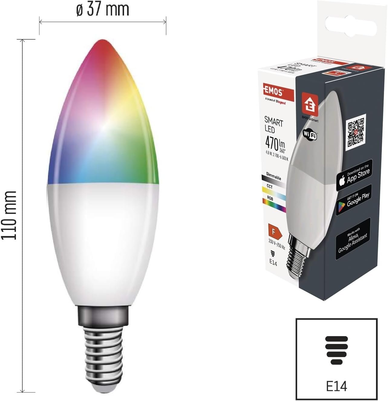 Emos Gosmart - Smart Home RGB LED -Lampe Kerze MIT App - E14 - Dimmbar, Mehrfarbig & Weißtöne - 470LM - Sparsam, 4,8w (Statt 40W Guhbirne) - 20 000 Stunden - WIFI - Google Home und Alex und Alex und Alex und Alex und Alex und Alex und Alex und Alex und Alex und Alex und Alex und Alex und Alex und Alex und Alex und – Bild 6