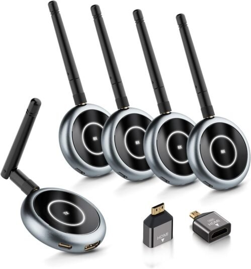 Wireless HDMI, Aimibo HDMI -Sender und 4 Empfänger 5.8g – Bis Zu 4 TV/Monitor/Beamer, Drahtlos übertragen 1080p @60Hz, Funk -Streaming -Video/Audio für Laptop/PC/Kamera/TV -Box – 30 m