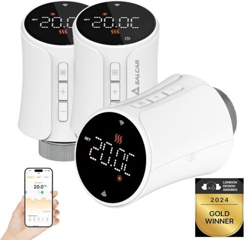 Salcar Smart Heizkörperthermostat TRV706W 3er Set WiFi Thermostat Kompatibel Mit Amazon Alexa & Google Home Programmierbar Tuya Heizungsthermostat Smartes Heizkörper Mit 9x Batterien