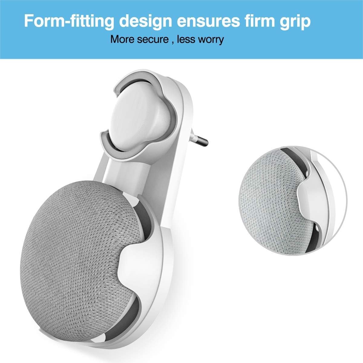 Cosycase Wandhalterung für Google Nest Mini, Google Home Mini, Halterung Ständer MIT Integrierer Kabelmanagement (Weiß+Grau) – Bild 4