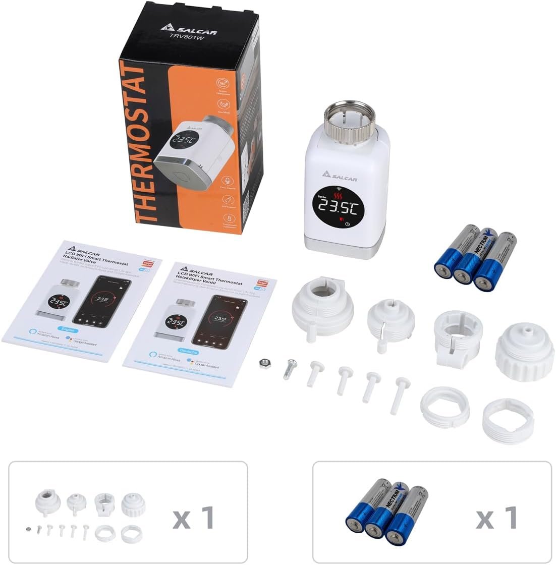 Salcar Heizkörperthermostat TRV801W Thermostat Heizung Smart LCD Wifi Thermostat Kompatibel Mit Amazon Alexa & Google Home Heizungsthermostat Tuya Smartes Heizkörper, Kein Gateway Erforderlich – Bild 8