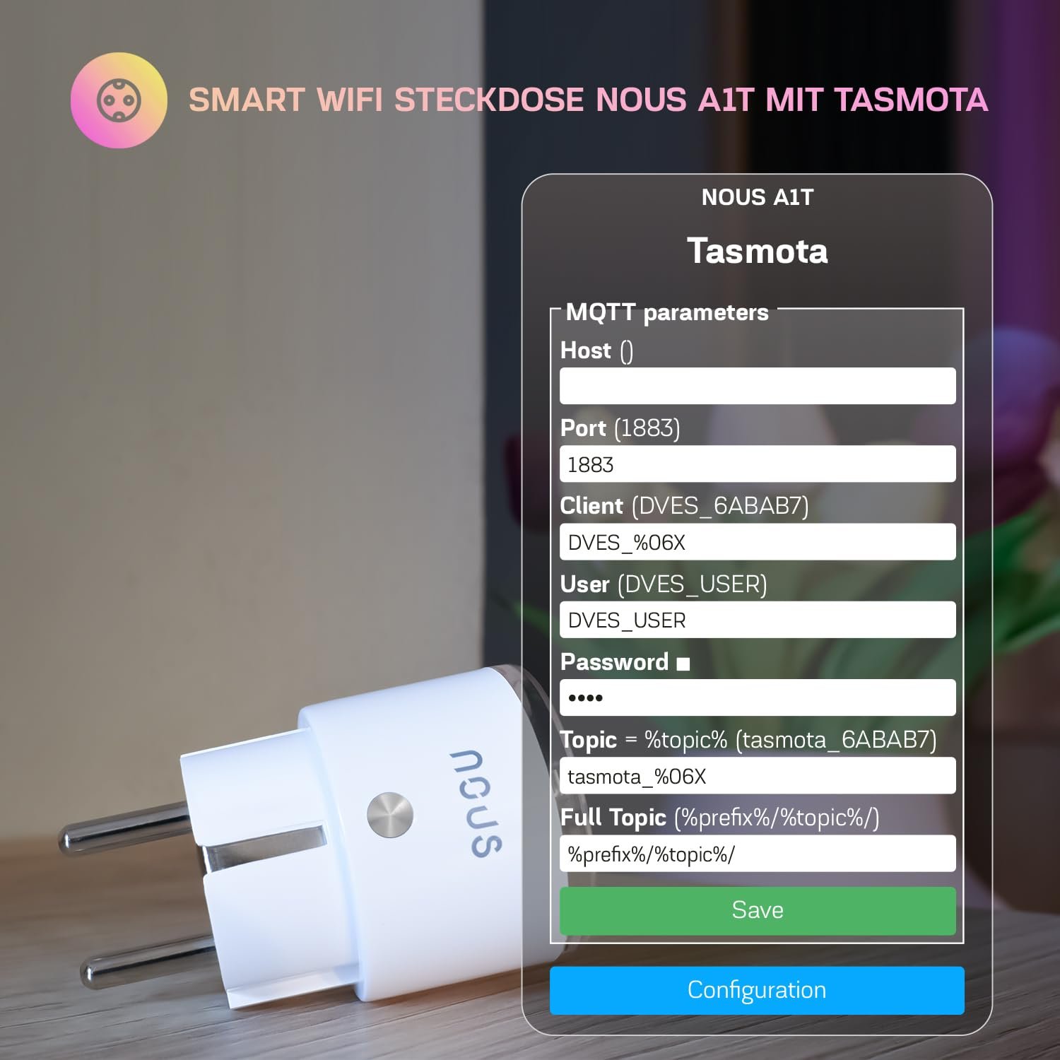 Tasmota Socket Nous A1T, kleinste WLAN -ESP8266 Smart Plug, 16A Mini -WiFi -Sockeln mit Stromverbrauch, Strommesser, Timer, kompatibel mit Alexa, Google Home Assistant, Domoticz, MQTT, 2,4G – Bild 5