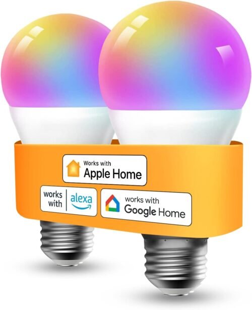 Refoss Smart Wlan Guhbirne E27 UNTERSTUTZT HOMEKIT, Intelligenz Alexa Lampe Mehrfarbrige Dimmbare LED-Glühbirne MIT Siri, Alexa, Google Assibilant, 9W 2700K-6500K Warmwieweiß, Kaltweiß, 2 STÜCK