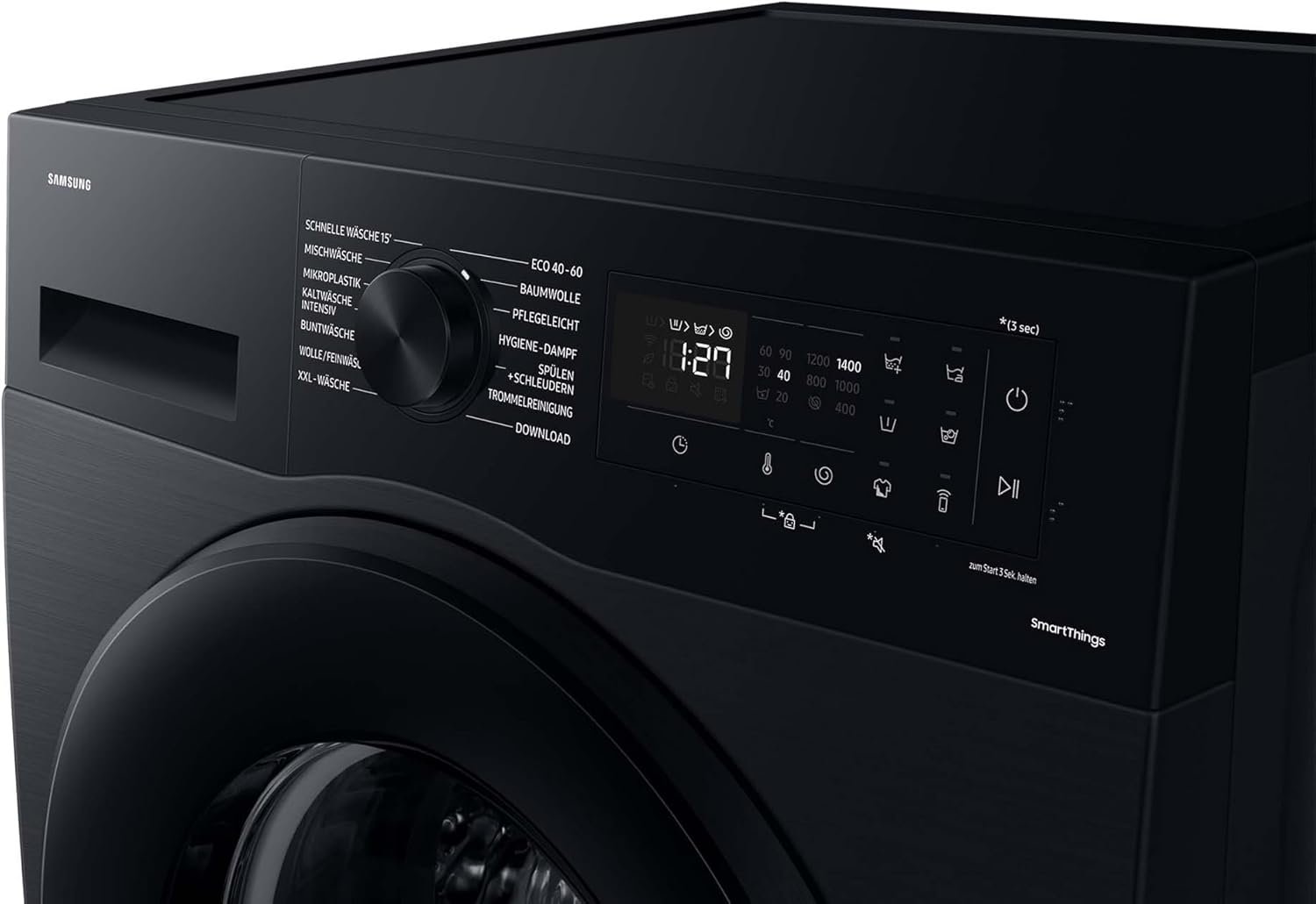 Samsung Waschmaschine, 9 kg, 1,400 U/min, EEK: A, Mikroplastik-Programm, Ecobubble, 14 Programm, WiFi SmartControl, Schwarz, WW90CGC04Aabeg – Bild 3