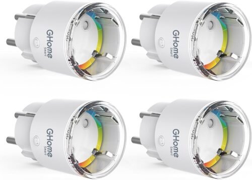 Ghome Smart Wlan Steckdose, Kleinste Wifi Steckdose 4er Pack, Stromverbrauch Messen, App Fernbedienung, FunktionTer MIT Alexa, Google Home, Sprachsteuerung, Zeitplan, Tüv-Zertifizert, 10a, Nur 2,4ghz Wifi