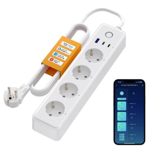 Miucda Smart Steckdosenliste Wlan Mehrfachsteckdose Wandmontage WiFi 4 AC-Ausgänge MIT Überspannungsschutz und 1 USB 2 Typ-C Anschlüsse Kompatibel Mit Alexa, Google Assistant Zur Bürro, Whohnung