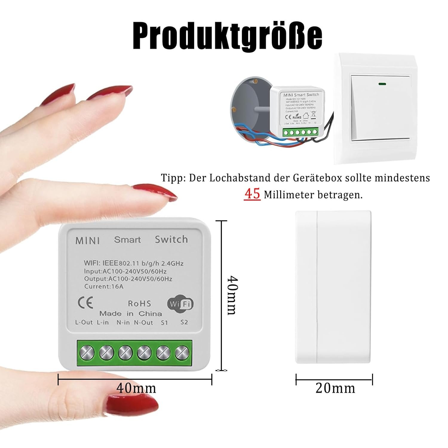 Gerui 2pcs Smart Lichtschalter, Smart Home Wlan Bluetooth Schalter Wireless Switch Fernbedienung DIY PASSST Hintergrund Wandschalter, Smart Switch Kompatibel MIT Google Home, Alexa Echo, Smart Life/Tuya – Bild 2