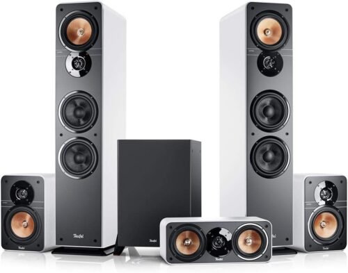 Teufel Ultima 40 Surround 5.1 -Sets – Heimkino Lautspecher 5.1 Soundanklage Kino Baumklang Surround Subwoofer Film High -End HiFi – Schwarz/Weiß