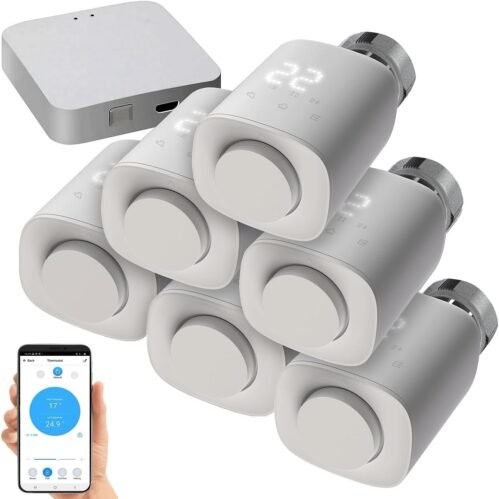Revolte Heizungsthermostat: 6er-set-Programmierbare Heizkörper-Thermostat MIT Wlan-Gateway & App (Heizkörperthermostat Smart, Heizkörperthermostate Wlan, Heizung)
