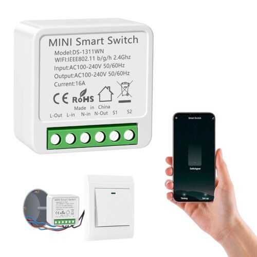1 Stück Alexa Lichtschalter Smart Home, Wlan Smart Modul Lichtschalter, Sprachsteuerung/Timer, Mini Smart Home Lichtschalter Kompatibel Alexa, 1-Weg/2-Wege, Neutralleiter Erforderlich