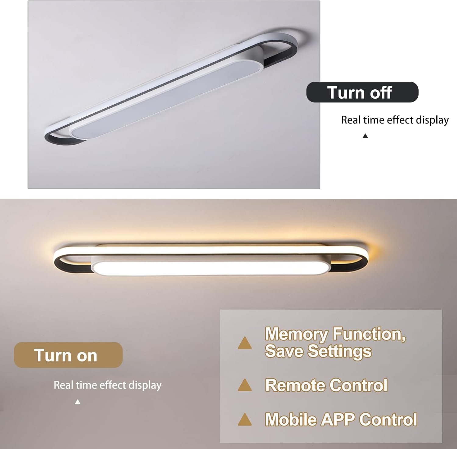 Moderne Smart-LED-LED-Deckenleuchten dimmbare LED-Deckenlampe mit Fernbedienung 4-Fuß-Acryl-Flush-Deckenleuchten für Wohnzimmer Küche Esszimmer (6-58) x2W (122 cm) – Bild 3