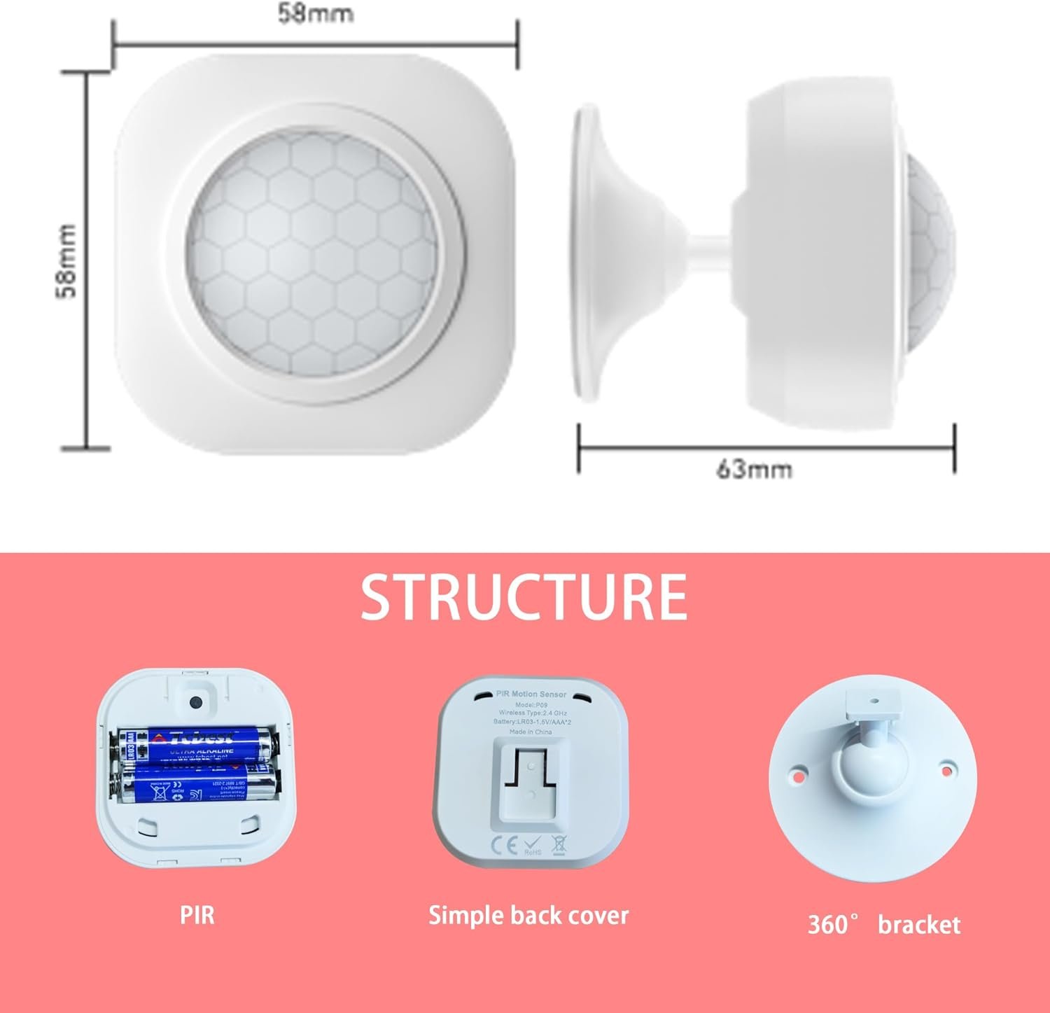 Intelligenter Wlan BewegungsSensor: Tuya Smart Pir-Bewegungsmelder MIT App-Warnungen, Batteriebetrieben, Kabellosen infrarot-Alarmsystem für Alarmanlagen und Smart Home AutomatiRingung – Bild 6