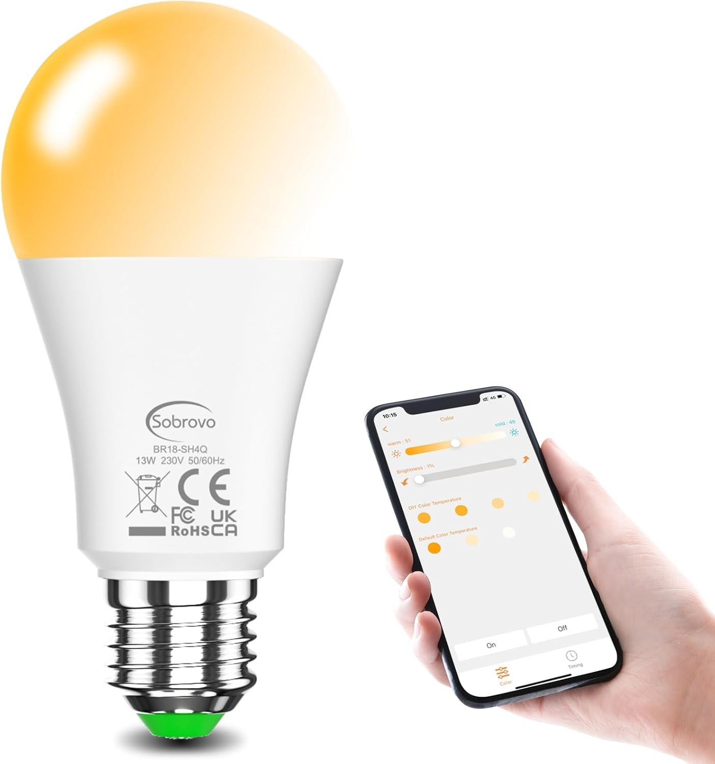 LED SMART Guhbirne Kompatibel MIT Alexa, 13W 1200LM E27 Bluetooth Lampe, 2700K-6500K Dimmbar Warmweiß Kaltweiß, App Steuern, SprachSteuerung, Energiesparend, Smarte LED Glühbirnen (1 Stutck)