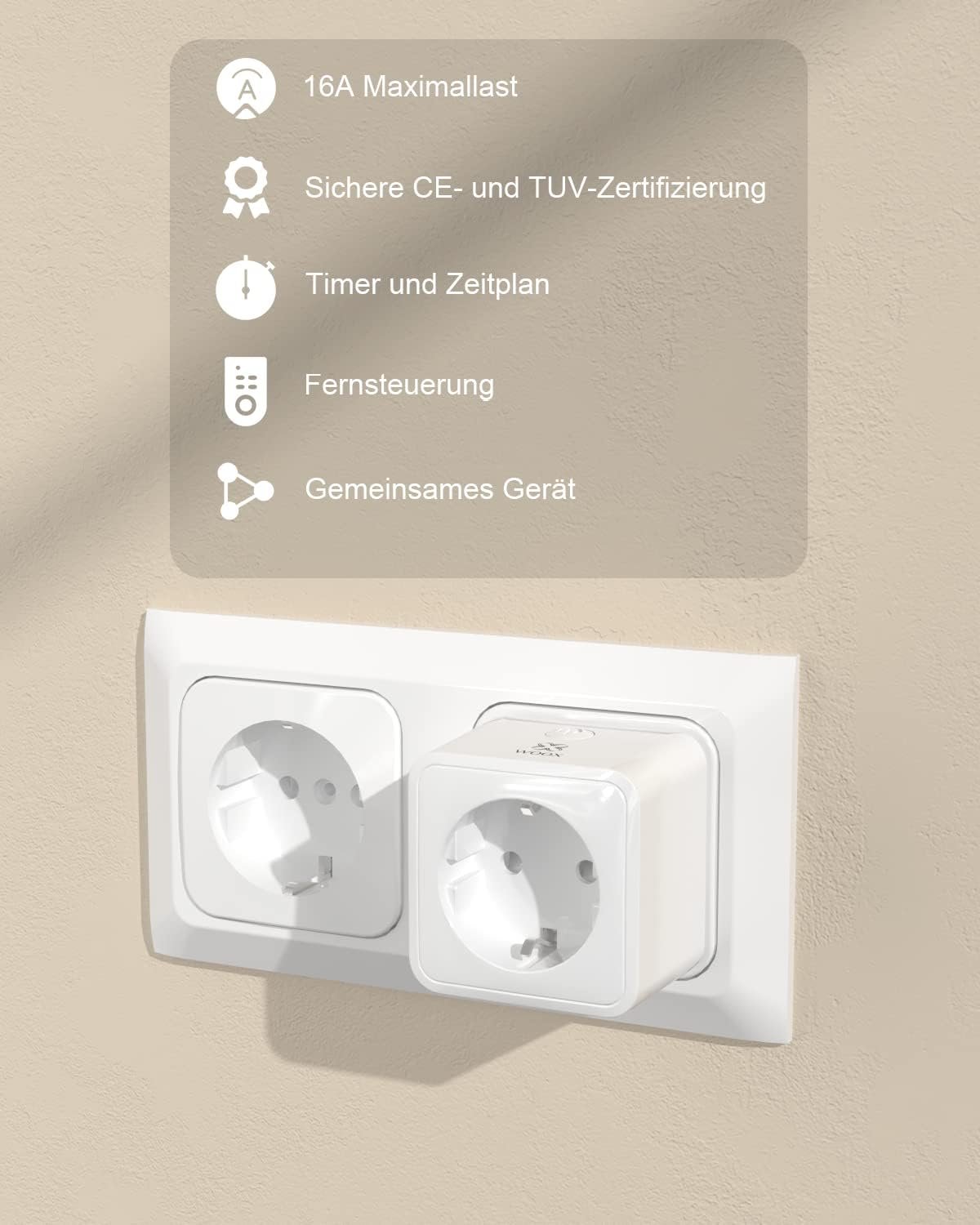 Woox Alexa Steckdose 4 Stückk, Wlan Steckdose 16a mit Stromverbrauch Messen, Smart Plug Tüv Geprft, Fernbedienung & Sprachsteuerung MIT Alexa/Google Home Kompatibel, Zeischaltuhr, NUR 2,4 GHZ WiFi WiFi – Bild 6