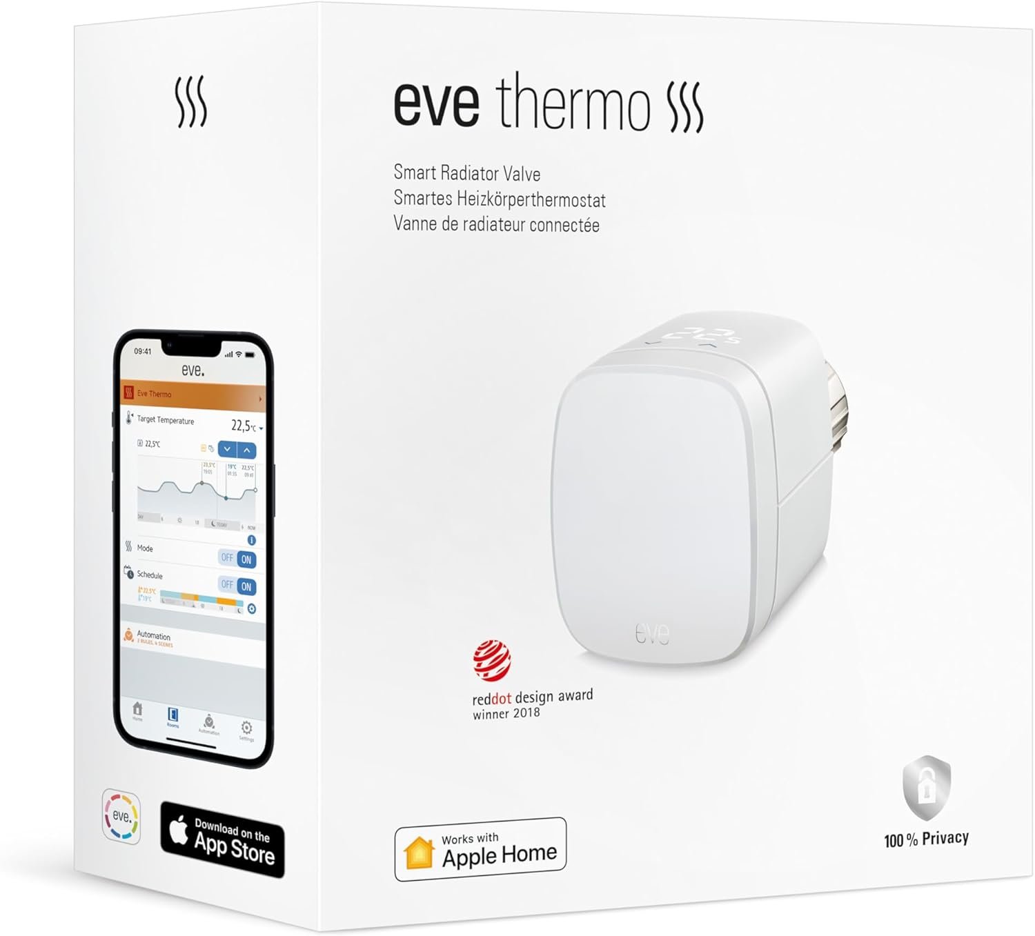 Eve Thermo (Apple Home) - Smartes Heizkörperthermostat, Spart Heizkost, Moderne Heizungssteuer (App/Zeitplaune/Anwesenheit), Einfach Installierer, Für Gämgige HeizKörperventile, Bluetooth/Thread/Thread/Thread/Thread/Thread/Thread – Bild 11