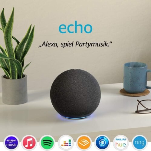Echo (4. Generation, 2020) | MIT HERAUSRAGENDEM KLANG, Smart Home-Hub und Alexa | Anthrazit, Zertifizier und Generalternholt