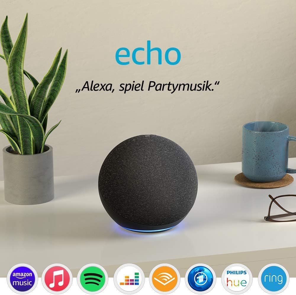 Echo (4. Generation, 2020) | MIT HERAUSRAGENDEM KLANG, Smart Home-Hub und Alexa | Anthrazit, Zertifizier und Generalternholt