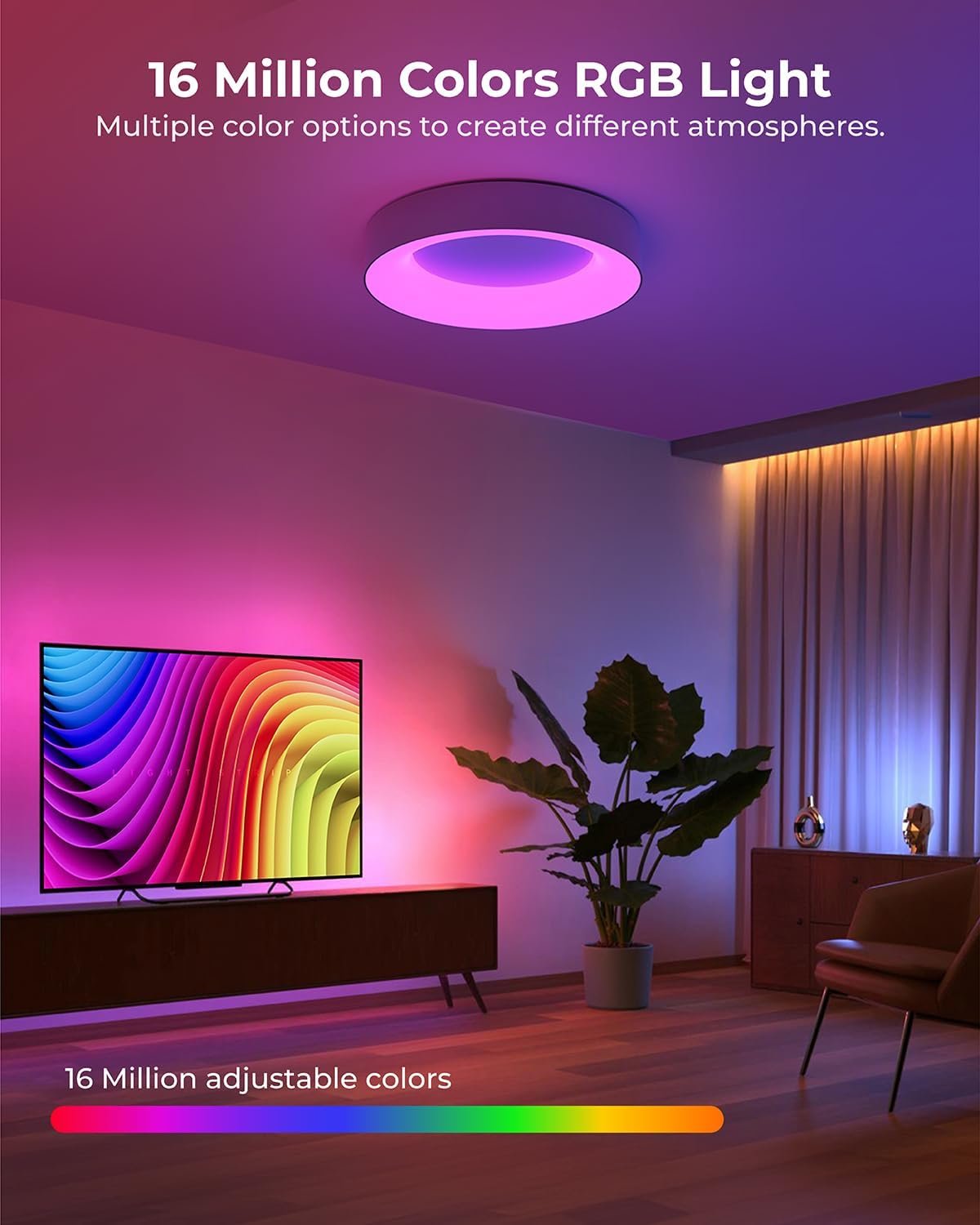 Matane Smart Led Deckenleuchte RGB Farbwechsel Dimmbar, 24W Deckenlampe MIT App Steuerung, 3000K-6500K Lampen Kompatibel Mit Alexa, Für Jugendtzimmer Wohntzimmer Schlaftzimm Kinderzimmer Rund Weiiß 28cm – Bild 2