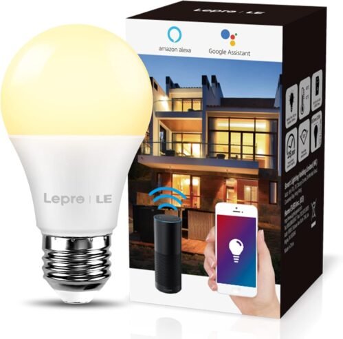 Lepro E27 Smart Lampe, 9W Smart Glühlampen Wlan LED Birnen Wifi LED -Glühbirne 806LM Smart Home Lampen Dimmbare Birne, 2,4 GHz, Dimmbares Wärme Wärme an Licht, Kompatibel Mit Alexa Echo, Google Home, 1 Pack, 1 Pack