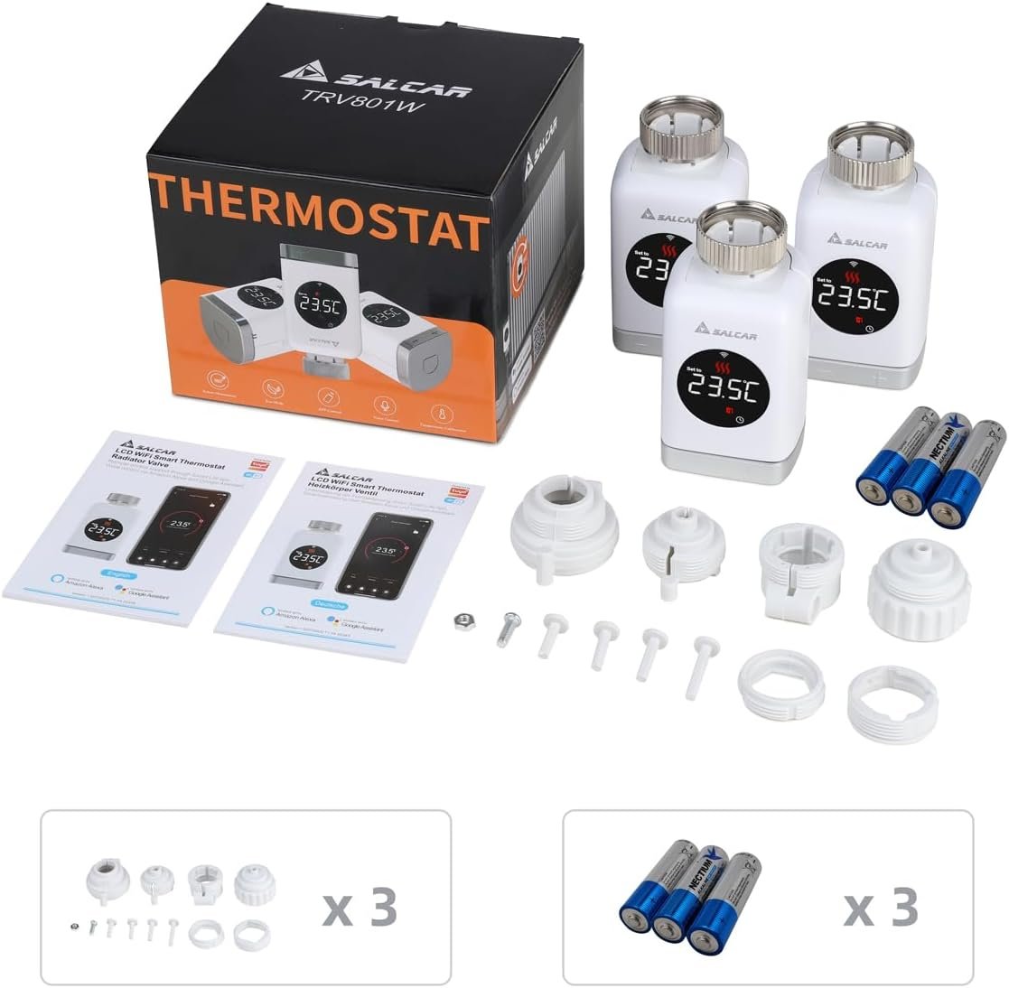 Salcar Smart Home Heizkörperthermostat TRV801W 3er Set WiFi Thermostat Kompatibel Mit Amazon Alexa & Google Assistant Programmierbar Tuya HeizungSthermostat, Kein Gateway Erforderlich – Bild 6