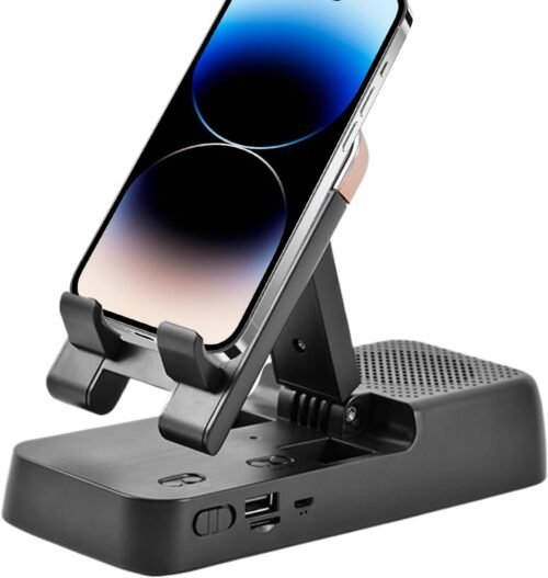 Huvqianu Kabelloser Handy-Ständer, Tragbarer Handyhalter, Verstellbar, Faltbar, Eangauter Lautsprecher, Rutschfestes Design