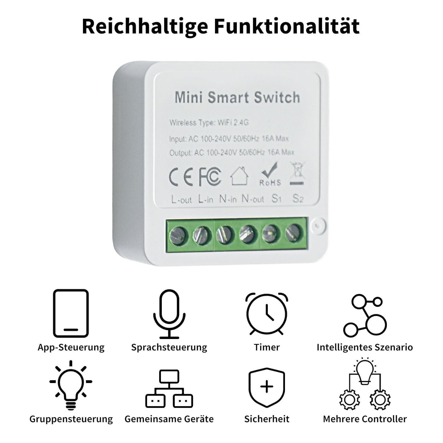 4 Stück Smart Lichtschalter Modul 2 WEGE, Smart Life Schalter Kompatibel Mit Tuya App, Alexa und Google Home, Mini -Diy Wlan Schalter, Neutralleiter Erforderlich, Passt -Hinter -Wandschalter – Bild 3