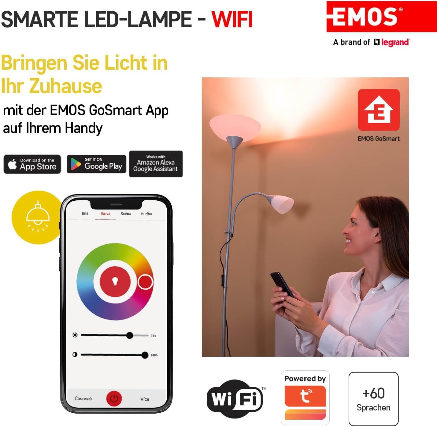 Emos Gosmart - Smart Home RGB LED -Lampe Kerze MIT App - E14 - Dimmbar, Mehrfarbig & Weißtöne - 470LM - Sparsam, 4,8w (Statt 40W Guhbirne) - 20 000 Stunden - WIFI - Google Home und Alex und Alex und Alex und Alex und Alex und Alex und Alex und Alex und Alex und Alex und Alex und Alex und Alex und Alex und Alex und – Bild 5