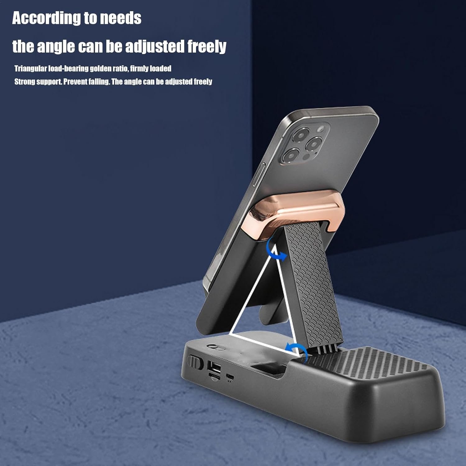 Huvqianu Kabelloser Handy-Ständer, Tragbarer Handyhalter, Verstellbar, Faltbar, Eangauter Lautsprecher, Rutschfestes Design – Bild 6