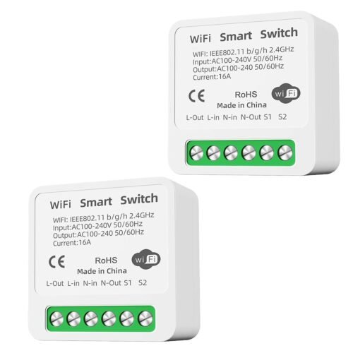 Gerui 2pcs Smart Lichtschalter, Smart Home Wlan Bluetooth Schalter Wireless Switch Fernbedienung DIY PASSST Hintergrund Wandschalter, Smart Switch Kompatibel MIT Google Home, Alexa Echo, Smart Life/Tuya