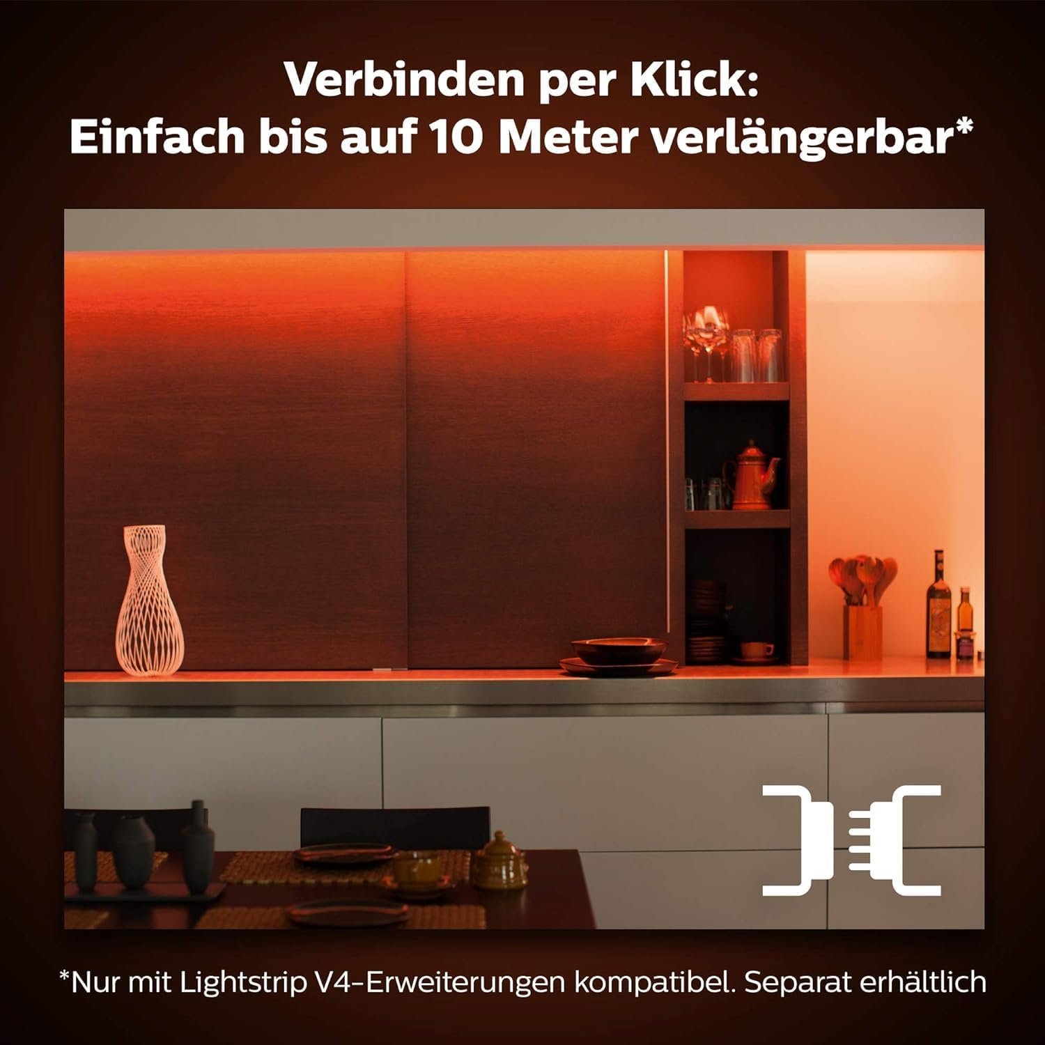Philips Hue White & Color Ambiente Lightstrip Plus-Basisset V4 (2 m), Dimmbarer LED Streiflen für Hue Lichtsystem MIT 16 Mio. Farben, Smarte Lichtsteuerung über Sprache -Oder -App – Bild 4