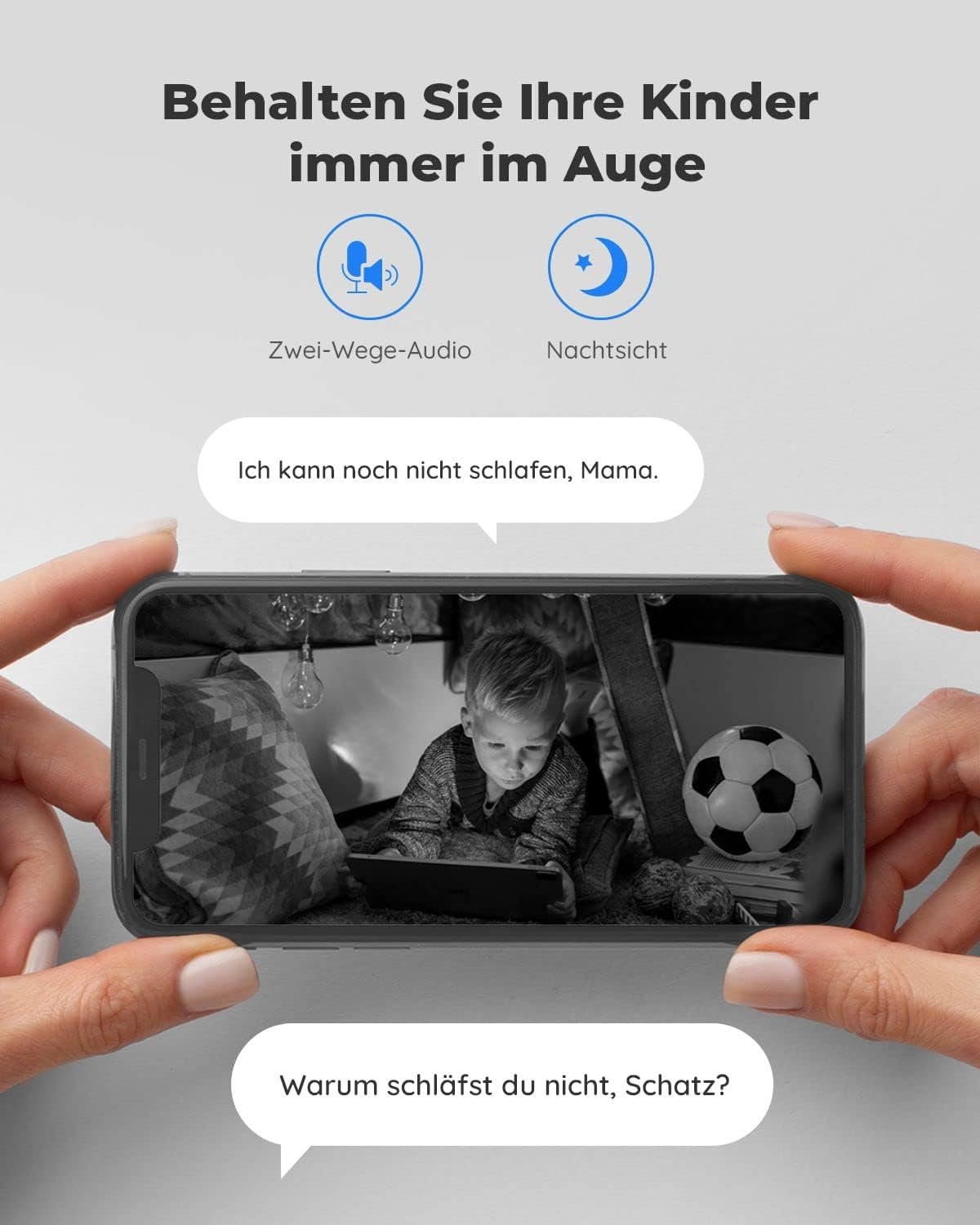 Reolink 5MP PTZ WLAN Überwachungskamera Innen, 2,4/5 GHz WiFi Baby Monitor mit Mensch/Haustiererkennung, Auto-Tracking, 3X Optischem Zoom, Heimüberwachungskamera für Ältere Kids, 2-Wege-Audio, E1 Zoom – Bild 9