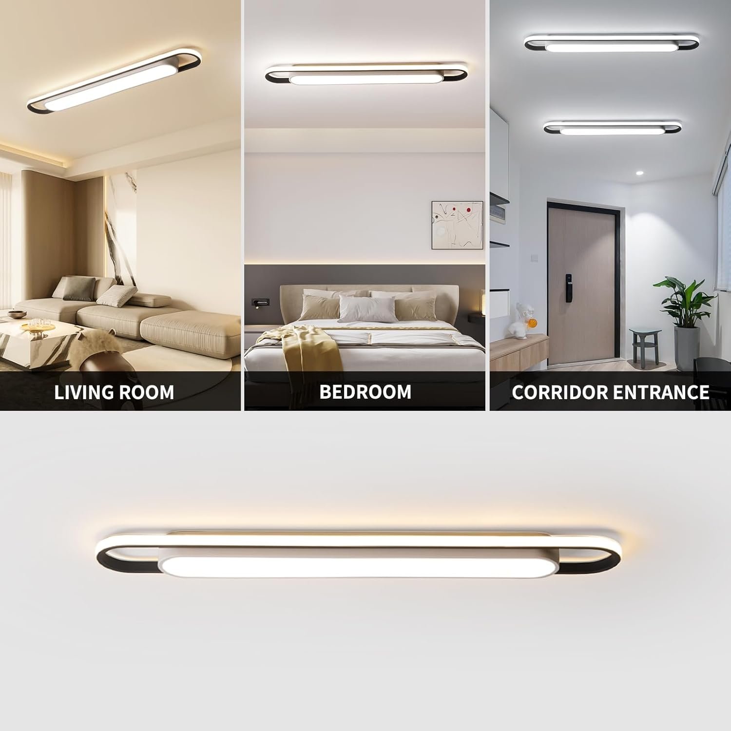 Moderne Smart-LED-LED-Deckenleuchten dimmbare LED-Deckenlampe mit Fernbedienung 4-Fuß-Acryl-Flush-Deckenleuchten für Wohnzimmer Küche Esszimmer (6-58) x2W (122 cm) – Bild 9