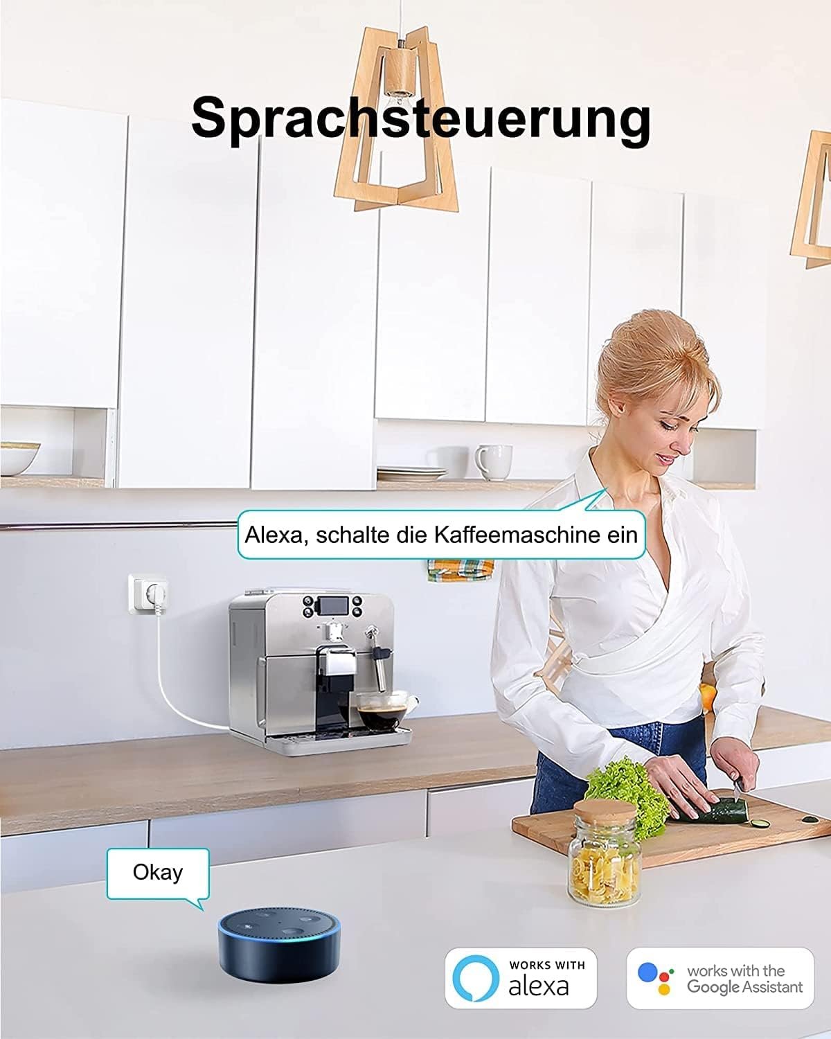 Woox Alexa Steckdose 4 Stückk, Wlan Steckdose 16a mit Stromverbrauch Messen, Smart Plug Tüv Geprft, Fernbedienung & Sprachsteuerung MIT Alexa/Google Home Kompatibel, Zeischaltuhr, NUR 2,4 GHZ WiFi WiFi – Bild 4