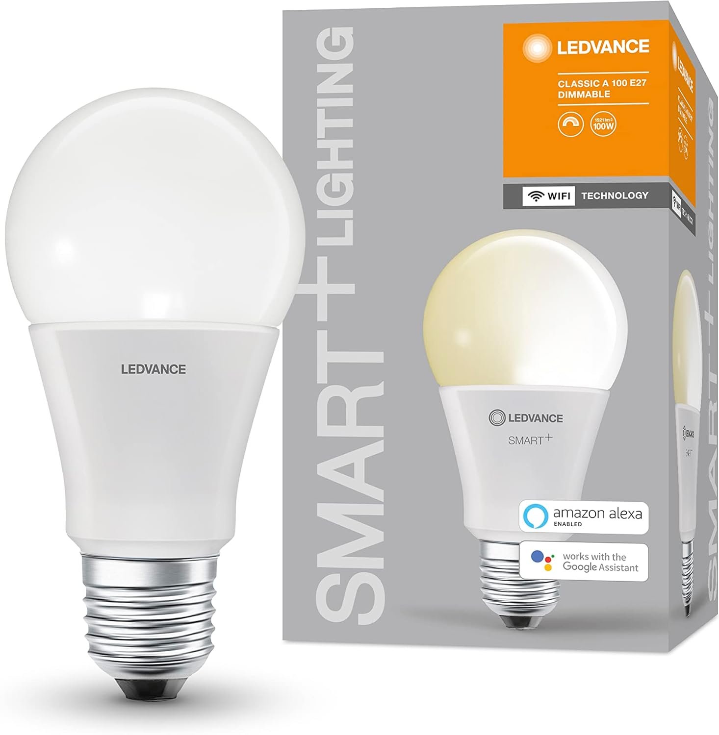 Ledvance Smarte LED-Lampe MIT WiFi Technologie, Sockel E27, Dimmbar, Warmweiß (2700 K), Ersetzt Glückampen MIT 100 W, Smart+ WiFi Classic Dimmable, 1ER-Pack – Bild 4