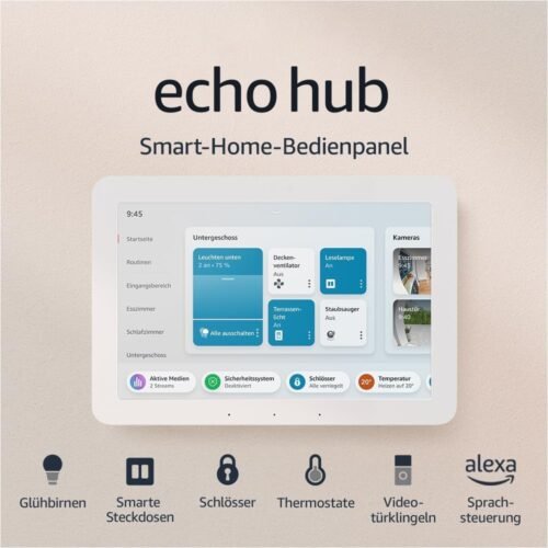Echo Hub (Neueste Generation) | Smart-Home-Bedienpanel (8 Zoll) MIT Alexa | Kompatibel mit Tausenden Geräten