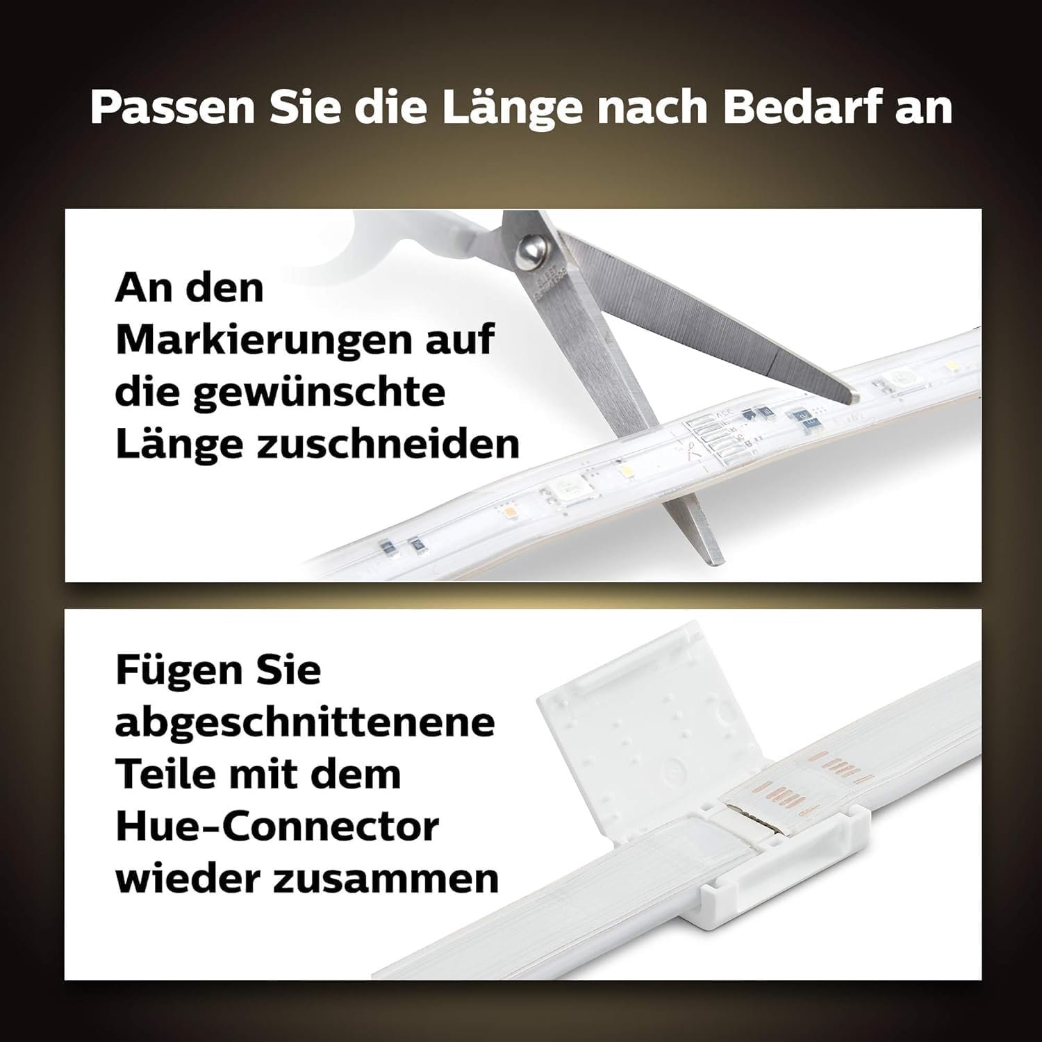 Philips Hue White & Color Ambiente Lightstrip Plus-Basisset V4 (2 m), Dimmbarer LED Streiflen für Hue Lichtsystem MIT 16 Mio. Farben, Smarte Lichtsteuerung über Sprache -Oder -App – Bild 3