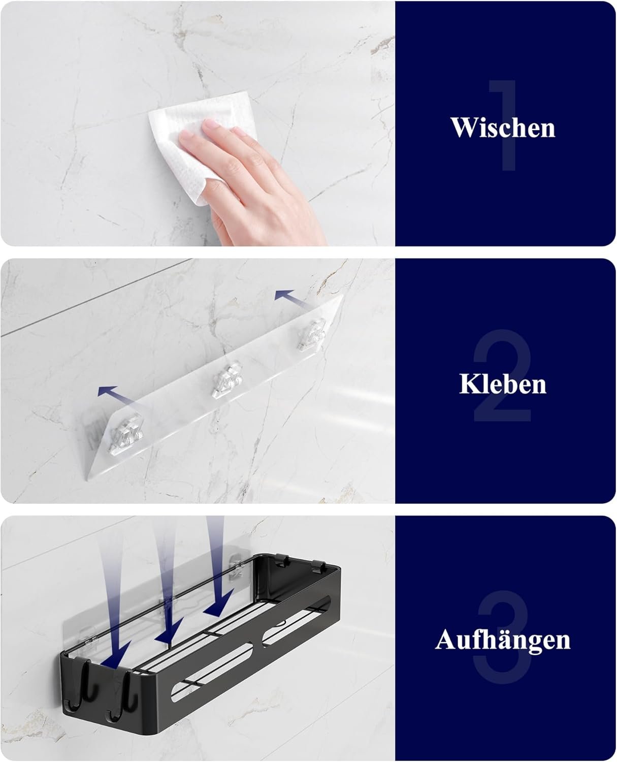 Kitsure Duschablage Ohn Bohren - 2er -Pack, Duschregal Ohn Bohren MIT Maßer Kapazität, Rostf. – Bild 5