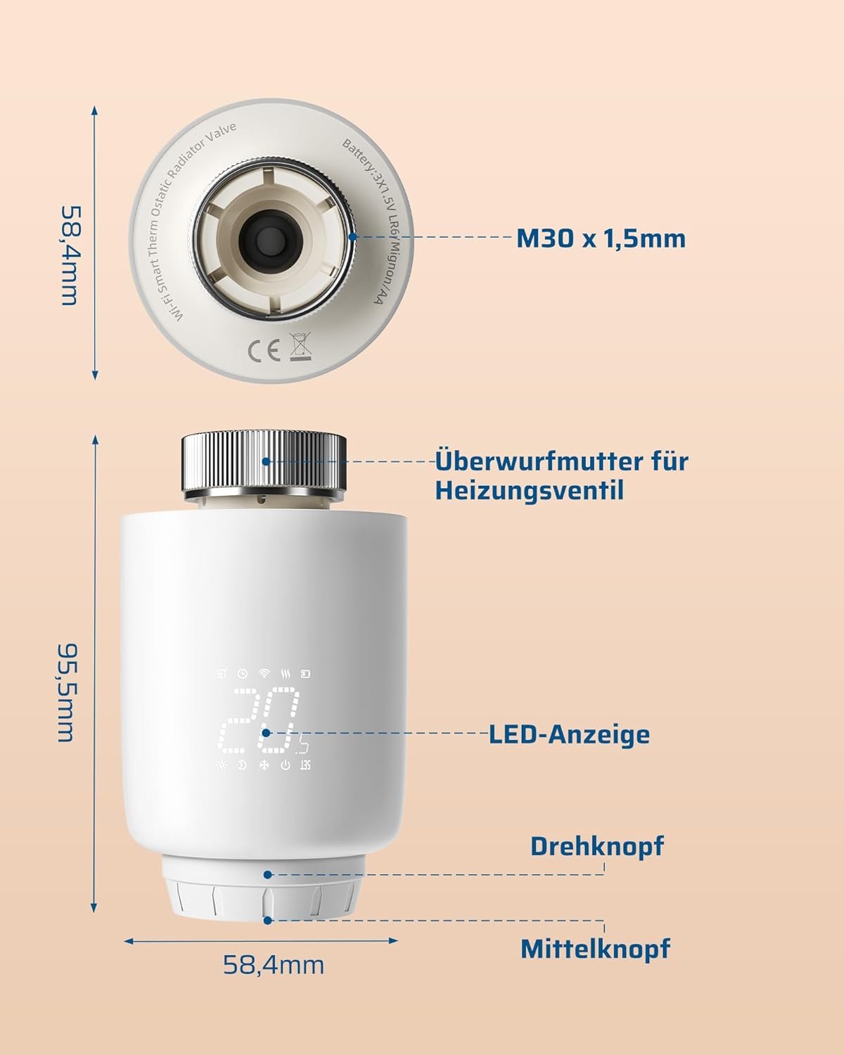 Dewenwils Smartes Heizkörperthermostat WiFi, Programmierbar Heizungsthermostat, Heizungssteuerung pro App, Kompatibel Mit Amazon Alexa & Google Assistent, Kein Gateway Erforderlich, Energiesparend – Bild 7