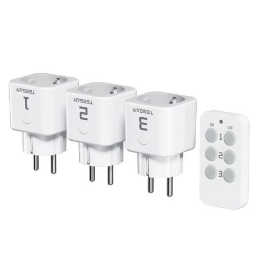 Tessan Funksteckdosen MIT Fernbedienung Set, 3 Steckdosen MIT 1 Handsender