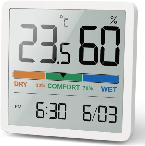 Noklead Digitales Thermo-Hygrometer, Tragbares-Thermometer Hygrometer mit Hohen Genauigkeit, Temperatur und Luftfeuchtzeitmesser für Baumklimakontrolle Raumlufftüerwachtung Monitor (Weiss) (Weiss)